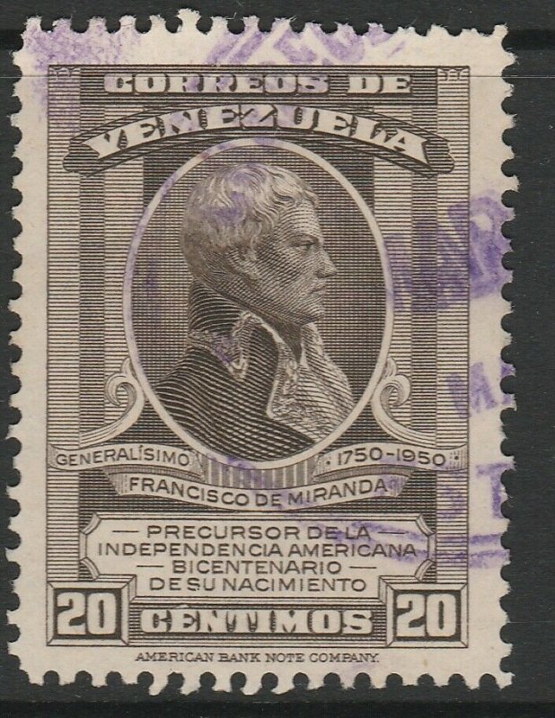 Venezuela 1950 20c used South America A4P53F66