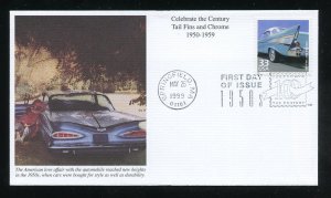 US 3187g Celebrate Century 1950s, Tail Fins Chrome UA Mystic cachet FDC