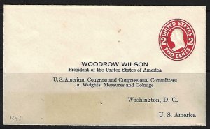 US 1900s WOODROW WILSON PRESIDENT OF THE UNITED STATES OF AMERICA PREPRINTED Sc