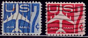 United States, 1958-60, Airmail, Silhouette of Jet Airliner, 7c, sc#C51,60, used