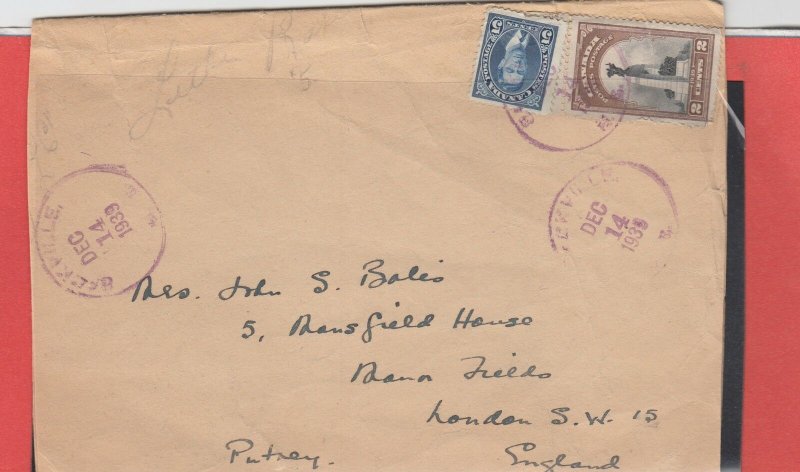 Canada to England Triple weight 3c+2c+2c = 7c total 1939, trimmed large cover