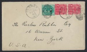 AUSTRALIA 1940 NSW FRANKED COVER SG 271 & 288 x2 SYONEY TO NEW YORK