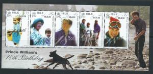 Isle of Man MUH SG 894 Miniature sheet  se-tenant block of 5