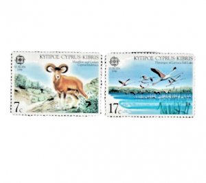 Cyprus 1986 - Deer - Birds - Nature  - Set of 2  Stamps - Scott #669-70- MNH