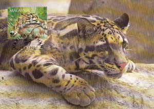 Malaysia 1995 Maxicard Sc #541 $1 Clouded leopard WWF