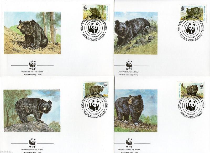 Pakistan 1989 Himalayan Black Bears Sc 719 Wildlife Fauna Animal WWF FDCs # 072