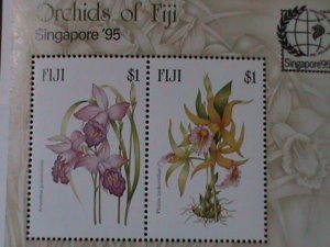 FIJI-1995-SINGAPORE'95 WORLD STAMP SHOW-COLORFUL LOVELY ORCHIRDS-MNH-S/S VF