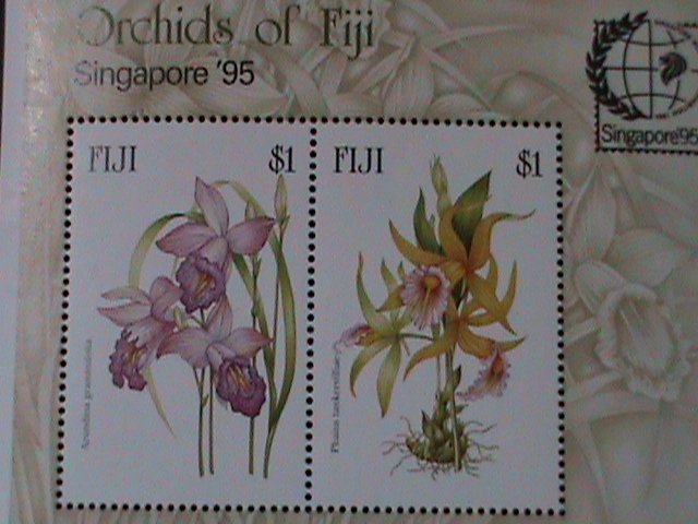 FIJI-1995-SINGAPORE'95 WORLD STAMP SHOW-COLORFUL LOVELY ORCHIRDS-MNH-S/S VF