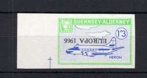 GUERNSEY-ALDERNEY 1/3 EUROPA 1966 UNMOUNTED MINT IMPERF WITH OVERPRINT INVERTED