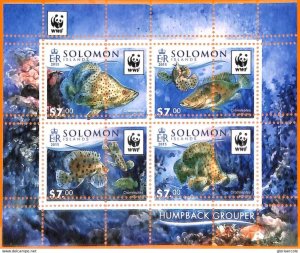 A7013 - SOLOMON ISLANDS, Error, 2015, MISPERF MINIATURE SHEET: Fishes, WWF