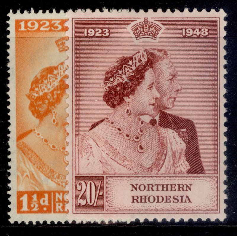 NORTHERN RHODESIA GVI SG48-49, ROYAL SILVER WEDDING set, M MINT. Cat £110.