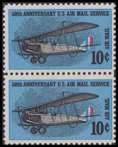US C74 Airmail Service 10c vert pair (2 stamps) MNH 1968