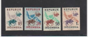 Indonesia Scott # 62-65 - Map, UPU Emblem & Banteng Symbol - Mint Hinged