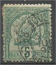 TUNISIA, 1888, used 5c, Coat of Armsl Scott 3