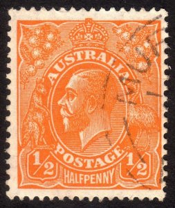 1928, Australia, 1/2p Used, Sc 66