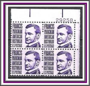 US Plate Block #1281 Francis Parkman MNH