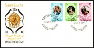 St Lucia 543-545 Royal Lucia U/A FDC