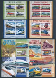 [113275] Togo 2010 Railway Locomotives around the World with sheets MNH