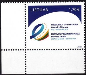 LITHUANIA 2024-04 EUROPA: Presidency in Council of Europe. Flag. CORNER, MNH