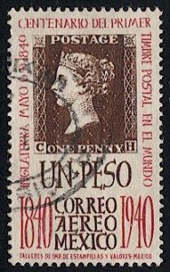 MEXICO 1940 Sc C106  1p Used  VF - Penny Black