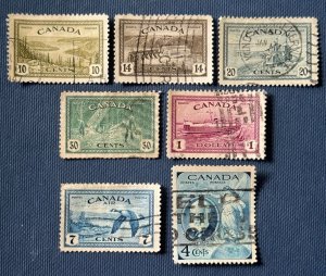 CANADA 1946-47 Peace Reconversion/Bell 100th yr 7V partset used SG#402-408 C5426
