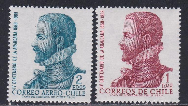 Chile # 414 & C313, Alonso Zuniga - Author,  NH, 1/2 Cat.