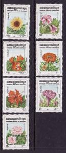 D1-Cambodia-Sc#434-40-unused NH set-Flowers-1983-