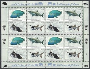 UN Vienna #553-556 70¢ Endangered Species (2014). Full mini-sheet. MNH