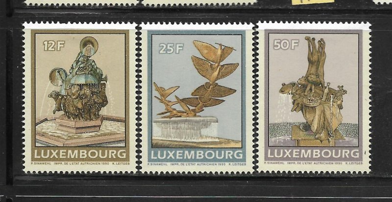 LUXEMBOURG,838-840, MINT HINGED, 1990 ISSUE O F FOUNTAINS