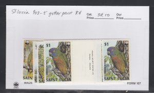 St Lucia 902-5 Parrots gutter pairs mnh