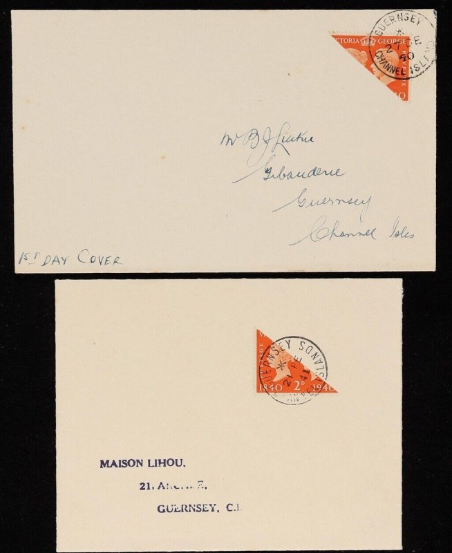 GREAT BRITAIN - GUERNSEY 1940 German Occ bisect Provisional First Day covers (2)
