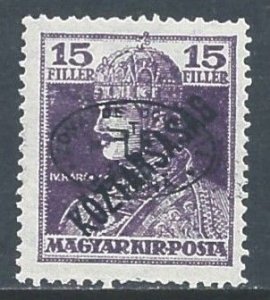 Hungary #2N40 MH 15f Charles IV Issue Ovptd. In Black & Koztarsasag