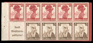 Germany #B69a Cat$67.50, 1935 3+2pf and 12+6pf, se-tenant booklet pane with b...