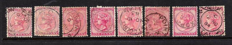 Natal Scott #51 (aaa) used, 8 copies, cancellations!