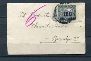 Czechoslovakia 1922  Small Cover  Postally used Tax due stamp Doplata SKU 753