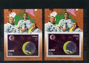 AJMAN 1968 SPACE RESEARCH/APOLLO 8  2 S/S PERF. & IMPERF. MNH