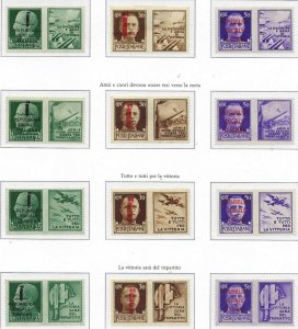 1944–45 Italy RSI Propaganda Se-Tenant Pairs (12) Scott 6–17 Related MNH/MLH