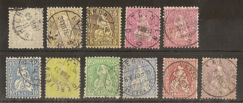 Switzerland 1862-81 Sitting Helvetias Fine Used (11v)