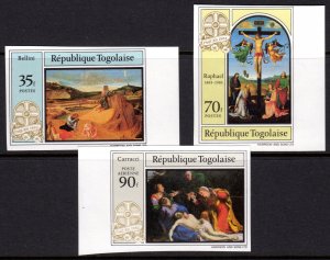 Togo 1983 Sc#1164/1166 PAINTINGS BY RAPHAEL-BELLINI-CARRACCI SET IMPERFORATED MN