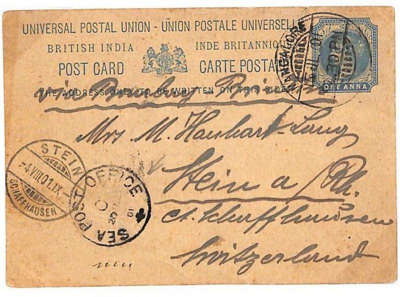 TT216 India MARITIME 1901 Superb *SEA POST OFFICE* Stationery {samwells-covers}