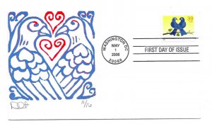 4029 39c Love: True Blue, David Curtis, FDC