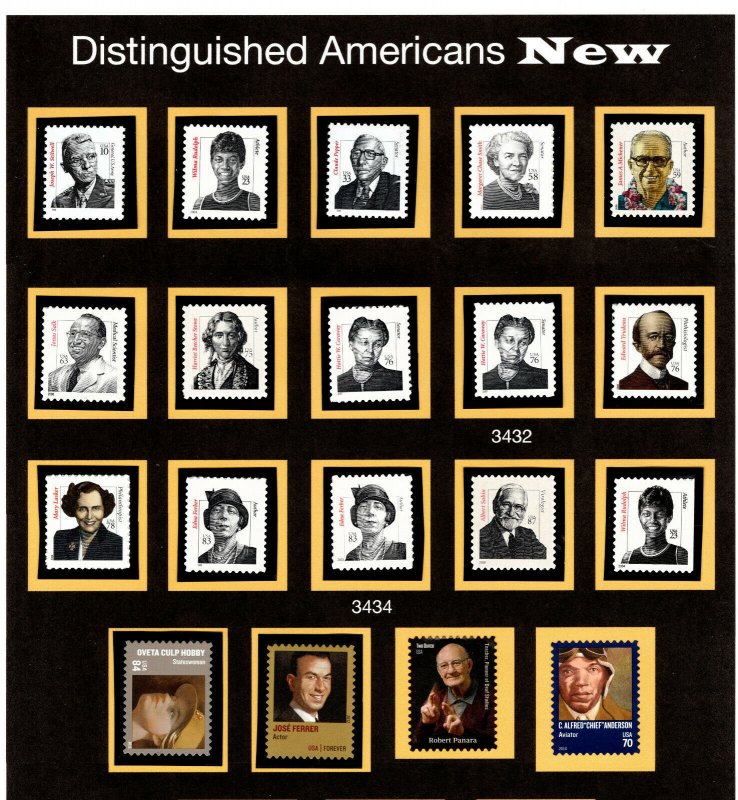 3420 to 3436 Distinguished Americans Complete Set of 19 MNH - (37A) 