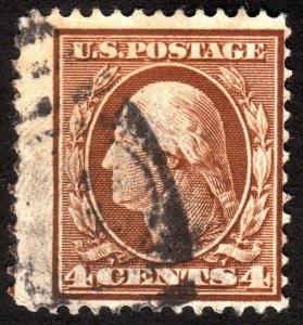 1908, US 4c, Washington, Used, Sc 334