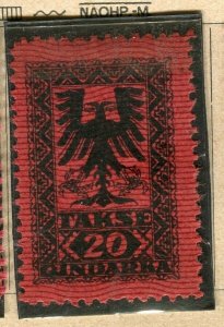 ALBANIA; 1921 early Postage Due issue fine Mint hinged 20q. value
