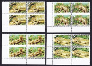 Solomon Is. WWF Prehensile-tailed Skink 4v Corner Blocks of 4 2005 MNH