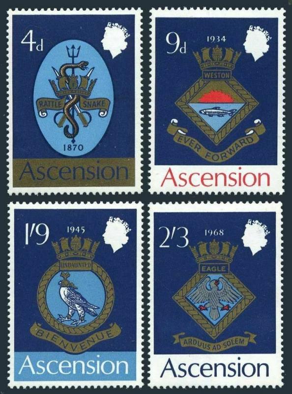 Ascension 126-129,129a,MNH.Michel 126-129,Bl.1 Naval Arms 1969.Eagle,Snake,Fish.