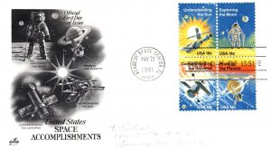 US FIRST DAY COVER UNITED STATES SPACE ACCOMPLISHMENTS SMALL SET BLOCK OF 4 1981