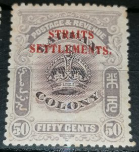 Straits Settlements 50c 1906 -1907 Labuan Postage Stamps Overprinted MH