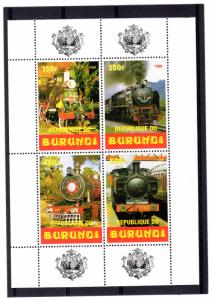 Burundi  1999  STEAM TRAINS-LOCOMOTIVES Sheetlet (4) Perforated MNH