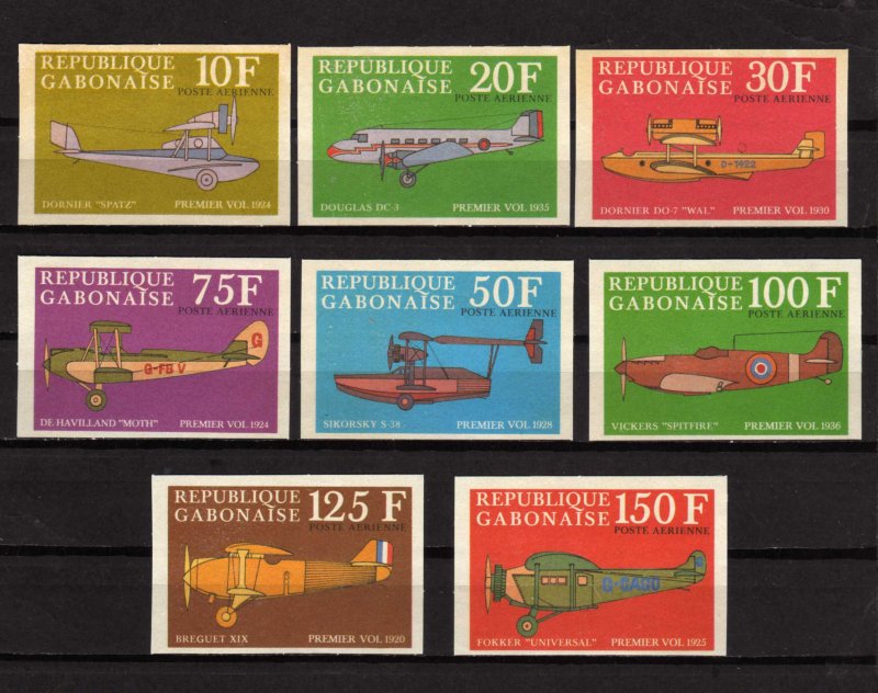 Gabon Republic Gabonaise C105a-C105h Imperf Airplanes Aviation MNH No Gum